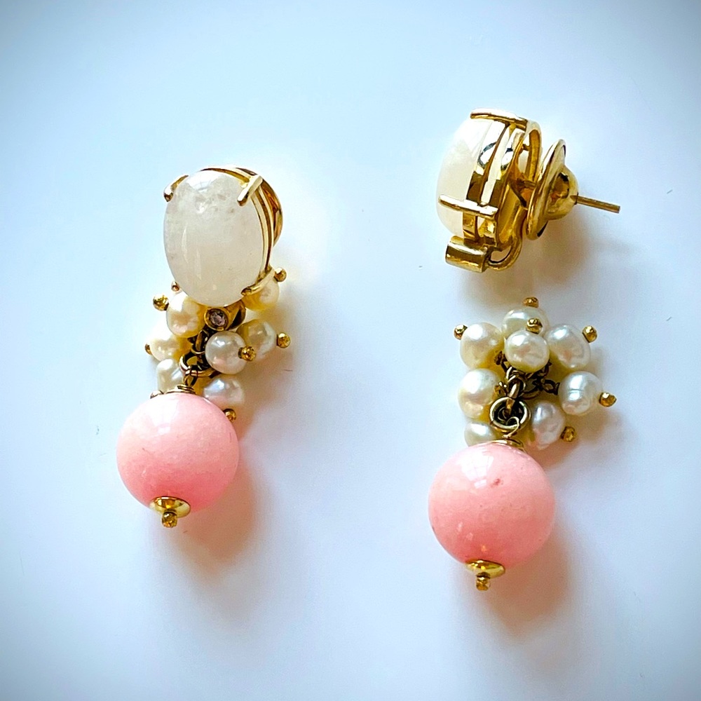 Semiprecious Brazilian/ freshwater pearl earrings
